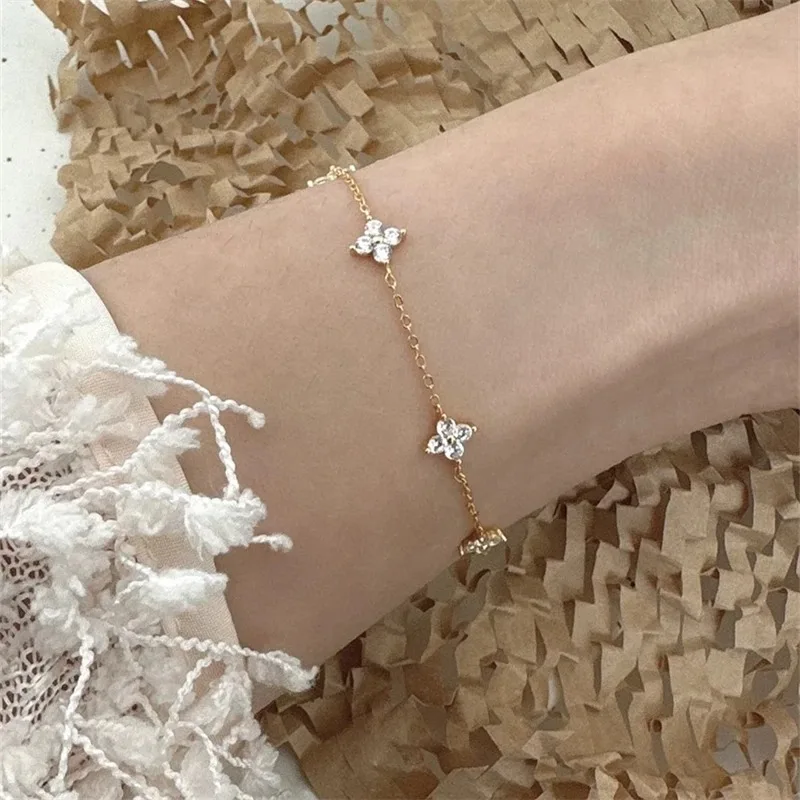 New Crystal Flower Stainless Steel Bracelet Women Fashion Personality Korean Bracelet Jewelry Accessories Anniversary Gift thumbnail 2