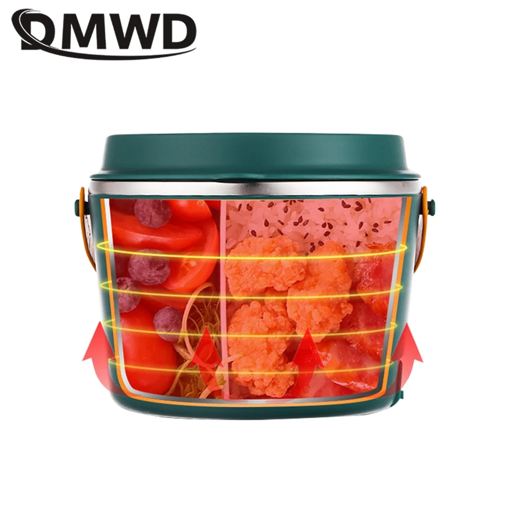 12V/24V Portable Electric Lunch Box for car and home 110/220V Thermal Food Heater 1.2L Rice Cooker warmer Stainless steel liner thumbnail 5