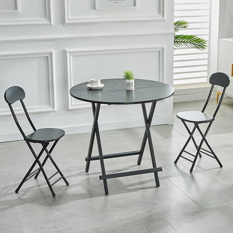 HAODIRECT 2-piece compact wooden folding chair with metal legs, high back chair for kitchen living room bar thumbnail 4