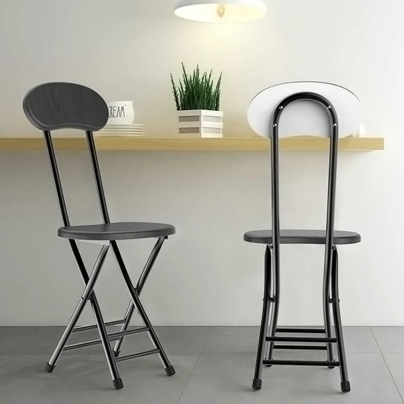 HAODIRECT 2-piece compact wooden folding chair with metal legs, high back chair for kitchen living room bar thumbnail 6