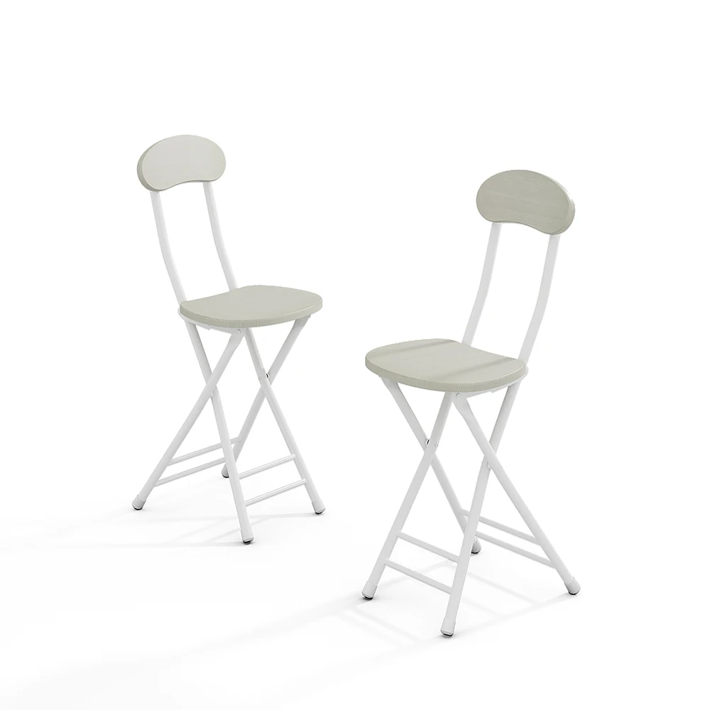 HAODIRECT 2-piece compact wooden folding chair with metal legs, high back chair for kitchen living room bar thumbnail 3
