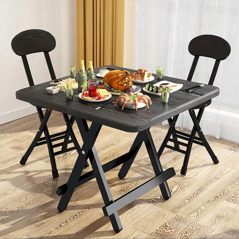 HAODIRECT 2-piece compact wooden folding chair with metal legs, high back chair for kitchen living room bar thumbnail 5