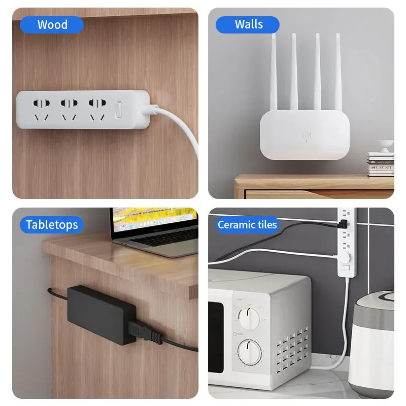 1/3/5/10 Pcs Self-Adhesive Desktop Socket Fixer Cable Organizer Wall Hanging Plug-in Removable Fixer Home Office Accessories thumbnail 5