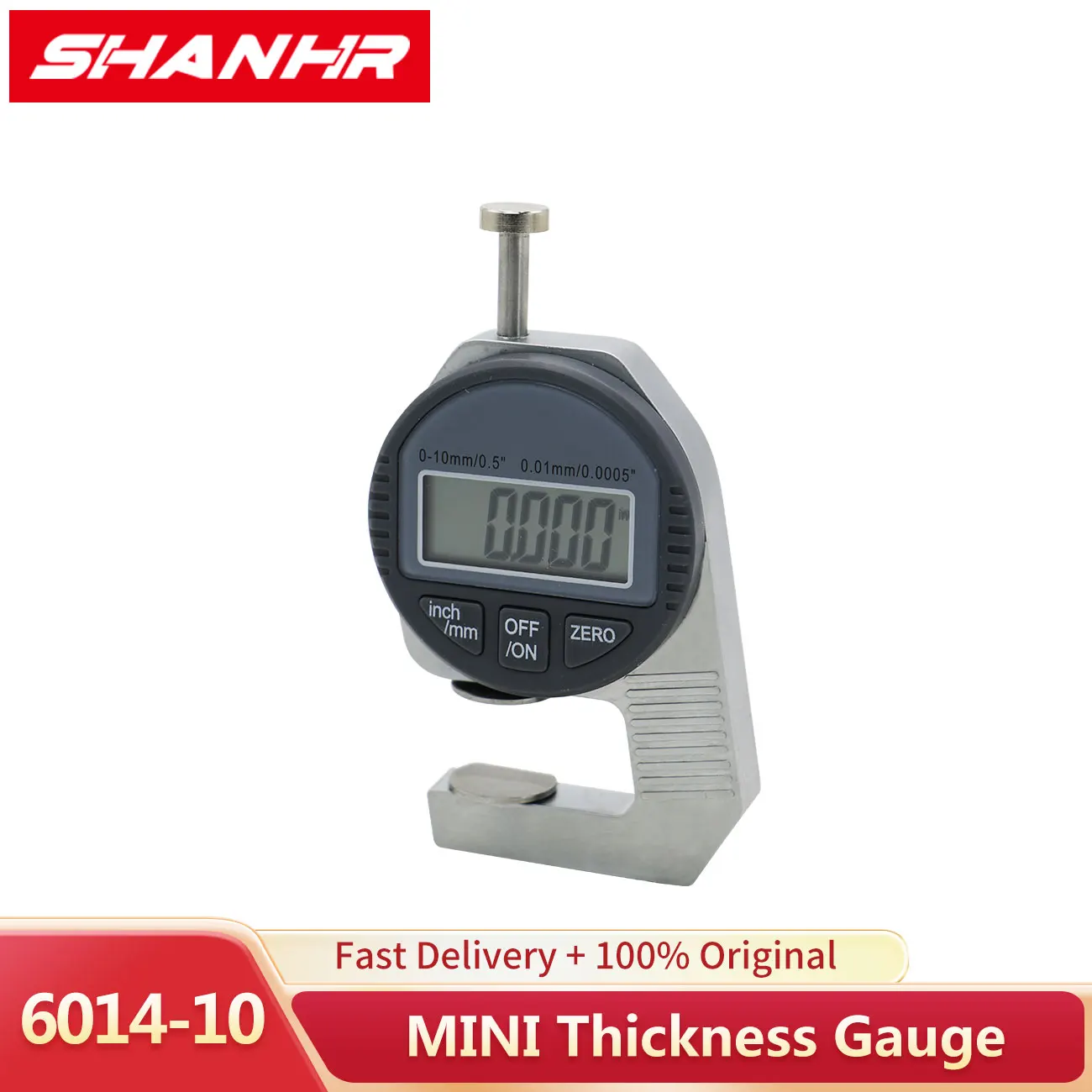 SHANHR 0-10mm/ 0.01 mm/inch Small Digital Thickness Gauge Large LCD Pocket Digital Dial Indicator Thickness Meter