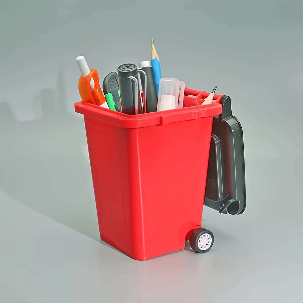 1pc Portable Mini Office Desk Trash Bin Pen Holder - Office Supplies Storage thumbnail 6