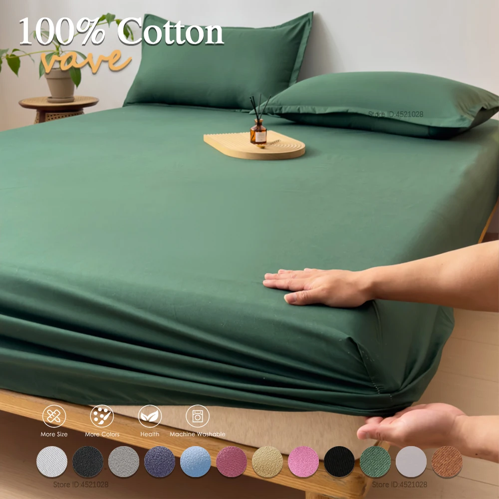 Luxury Microfiber Cotton Fitted Bed Sheets Single/Double/King/Queen Mattress Pads Breathable Bedspread Covers for All Bed Sizes