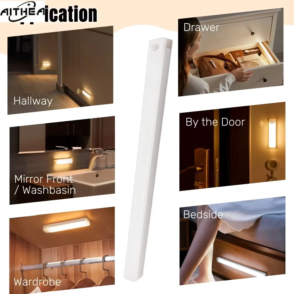 AITHEA Rechargeable Motion Sensor LED Cabinet Light Induction Night Light Portable Bar Lamp for Bedside Wardrobe Closet Aisle thumbnail 6