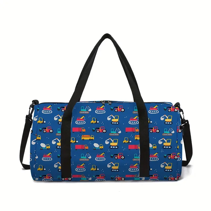 Excavator Truck Large Capacity Luggage Bag  For Boy And Girls Best Gifts 2D Flat Cartoon Travel Duffels Hand Bag For Children