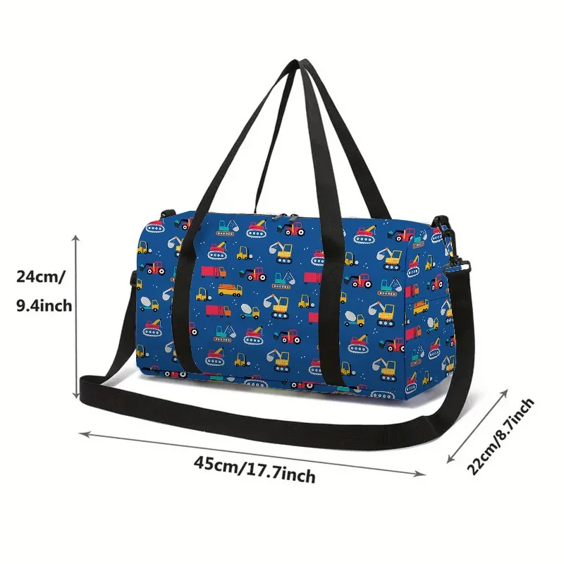 Excavator Truck Large Capacity Luggage Bag  For Boy And Girls Best Gifts 2D Flat Cartoon Travel Duffels Hand Bag For Children thumbnail 2