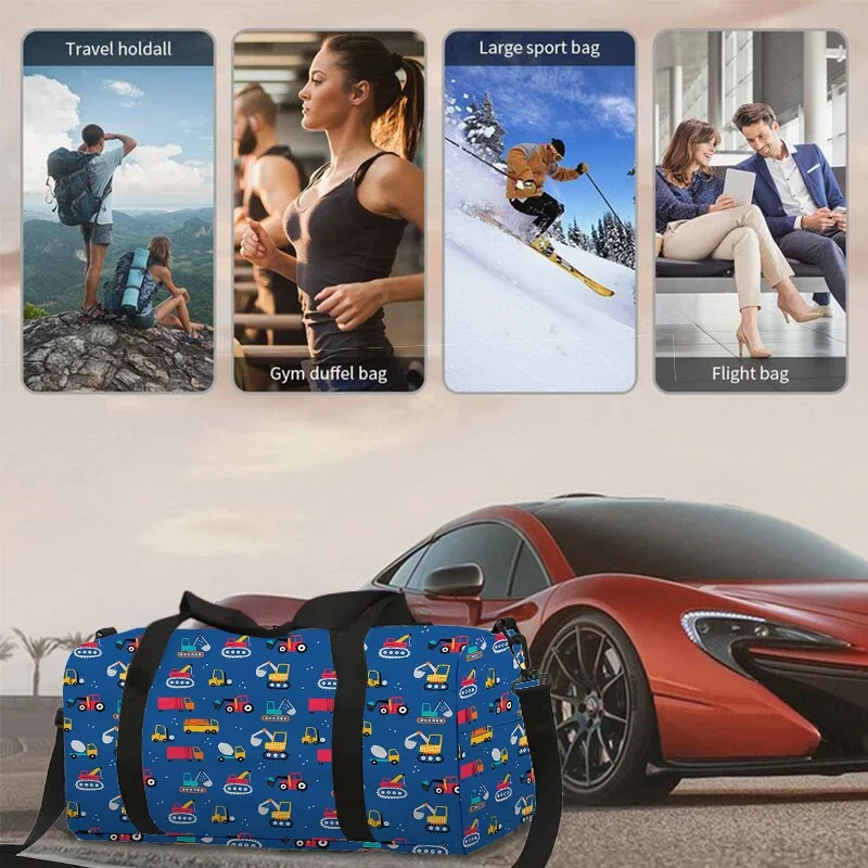 Excavator Truck Large Capacity Luggage Bag  For Boy And Girls Best Gifts 2D Flat Cartoon Travel Duffels Hand Bag For Children thumbnail 6