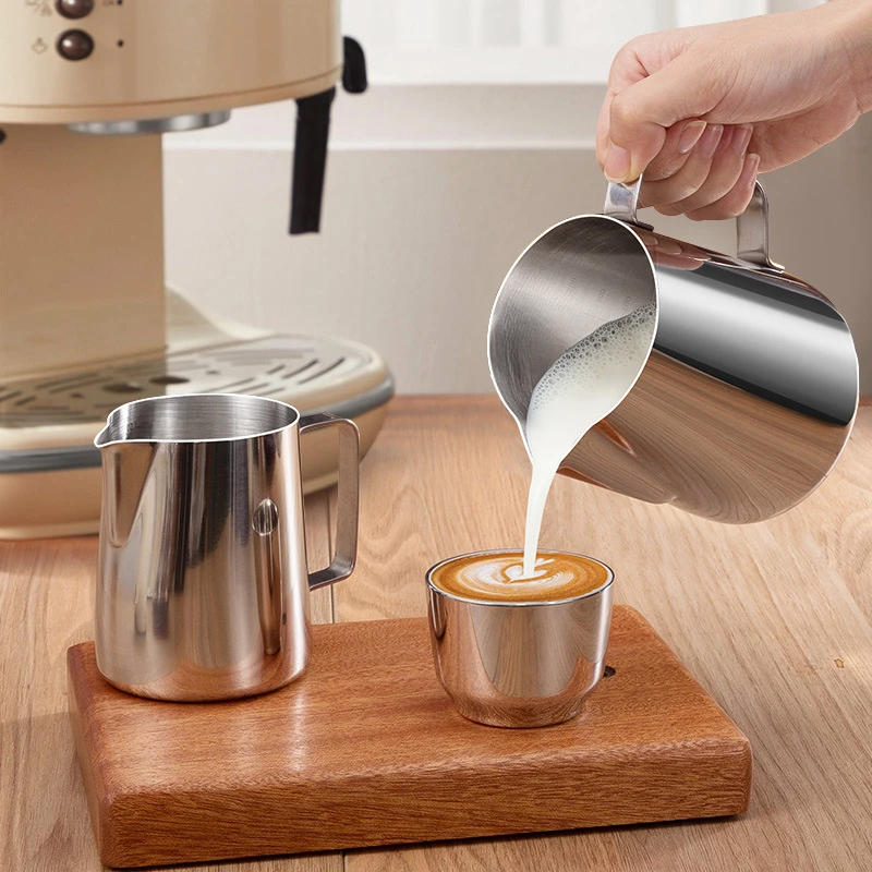 100/150/350/600ml Coffee Milk Frothing Jug Latte Art Milk Frother Pitcher Stainless Steel Measurement Jug Pot Coffee Accessorie