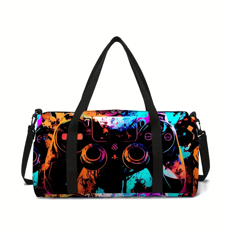 Neon Game Controller Large Capacity Luggage Bag  For Boy And Girls Best Gifts 2D Cartoon Travel Duffels Hand Bag For Children thumbnail 5
