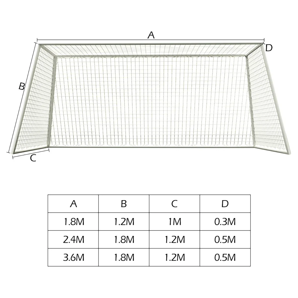 Full Size Football Net For Soccer Goal Post Junior Sports Training 1.8M X 1.2M ​2.4M X 1.8M ​​3.6M X 1.8M Football Net High Qual thumbnail 5