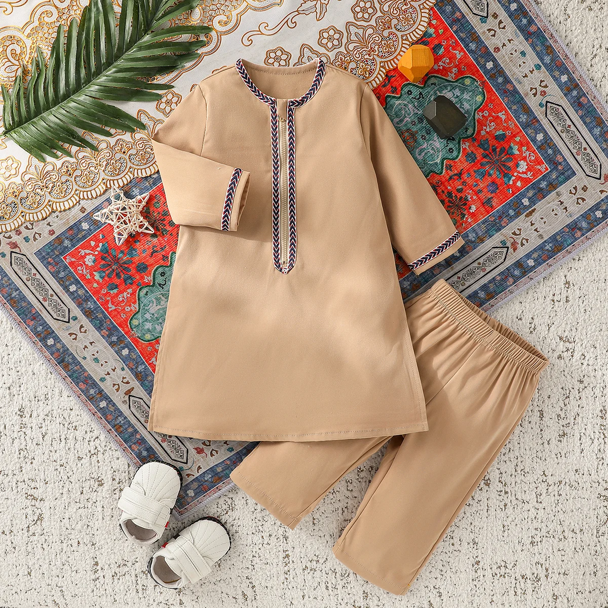 2Pcs Baby Boys All Seasons Long Sleeve For 1-3Y Fit Middle East Sets Clothing Wear National Style Clothes Suits