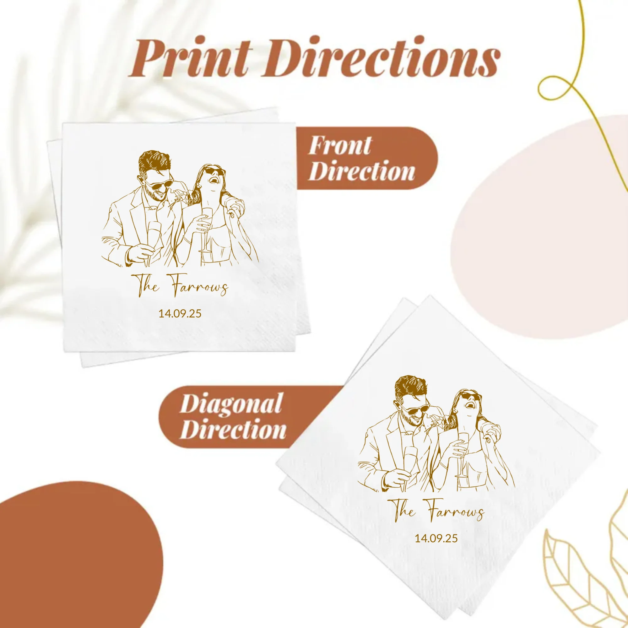 Personalized Paper Napkins for Wedding Custom Napkins of Cocktail Disposable Napkins for Party Birthday Hen Party Baby shower thumbnail 4