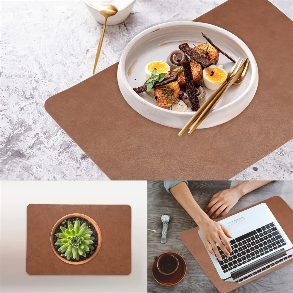 Faux Leather Placemats Set of 1/4/6pcs ,Heat Resistant Non-Slip Waterproof,Double-Sides,Kitchen Dining PU Table Place Mats thumbnail 6
