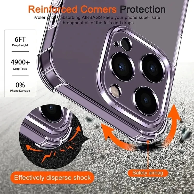 Luxury Shockproof Silicone Clear Phone Case For iPhone 17 16 15 14 13 12 11 Pro Max Mini X XR Xs 7 8 Plus Transparent Soft Cover thumbnail 4