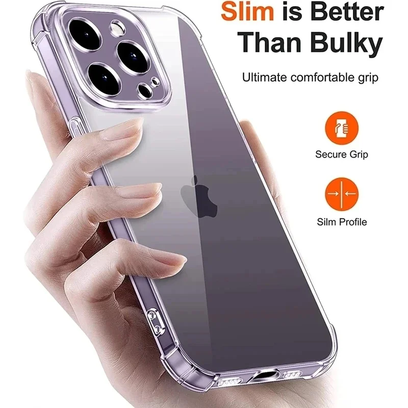 Luxury Shockproof Silicone Clear Phone Case For iPhone 17 16 15 14 13 12 11 Pro Max Mini X XR Xs 7 8 Plus Transparent Soft Cover thumbnail 5