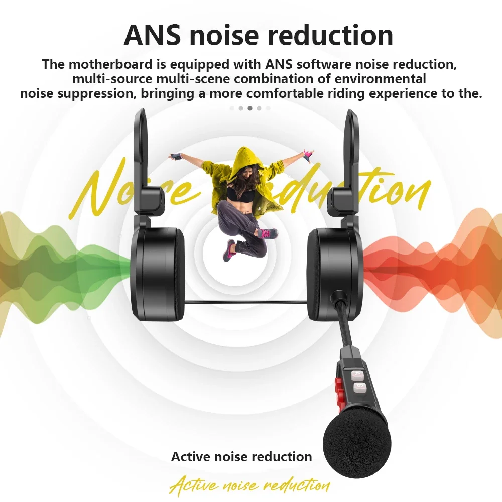 Motorcycle Bluetooth Headset with Clip Holder, Wireless Stereo Moto Helmet, Music Player, Handsfree Earphone thumbnail 5