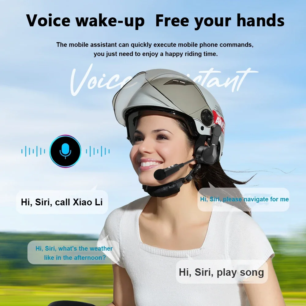 Motorcycle Bluetooth Headset with Clip Holder, Wireless Stereo Moto Helmet, Music Player, Handsfree Earphone thumbnail 4