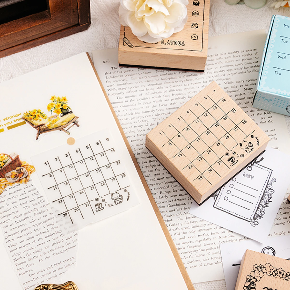 1 Brown Vintage Brochure Stamp, Simple Border Pattern Wooden Stamp Brochure Greeting Card Decoration Materials,  School Supplies thumbnail 4