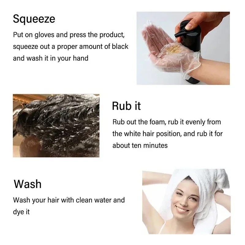 30ml/500ml 3-in-1 Quick Hair Dye Shampoo Natural Black Herbal Hair Dye Moisturizes Mild Hair Dye Conditioner Hair Care Products thumbnail 5
