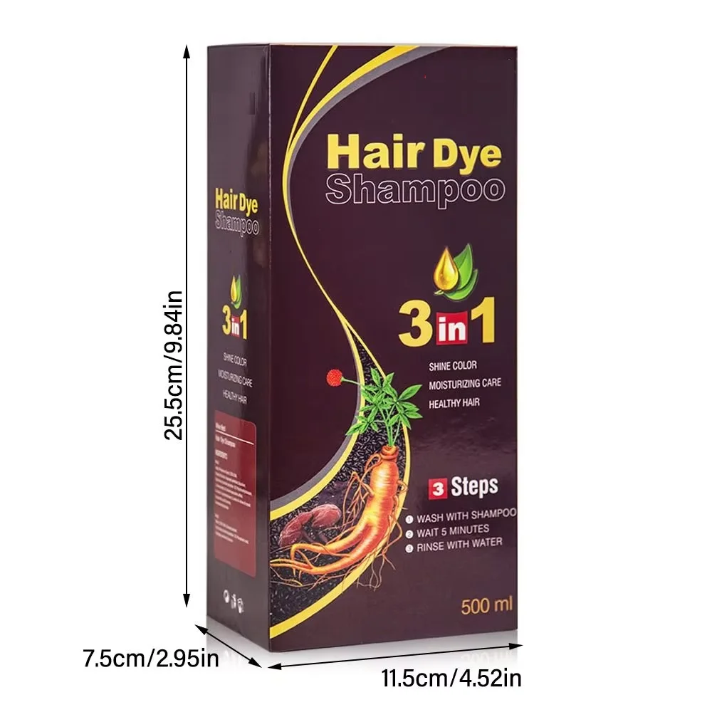 30ml/500ml 3-in-1 Quick Hair Dye Shampoo Natural Black Herbal Hair Dye Moisturizes Mild Hair Dye Conditioner Hair Care Products thumbnail 6