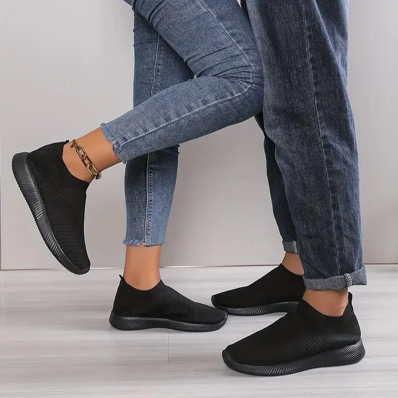 Women's Shoes Lightweight Breathable Mesh Slip-On Sneakers Black White Sport Running for Casual Party Fashion Ladies Shoes thumbnail 6