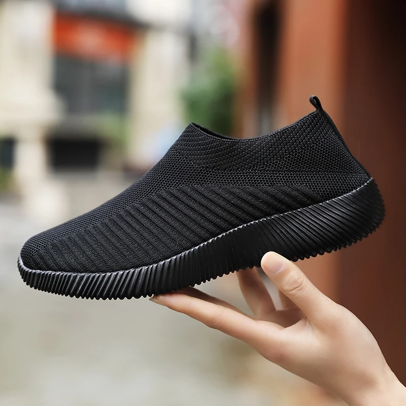 Women's Shoes Lightweight Breathable Mesh Slip-On Sneakers Black White Sport Running for Casual Party Fashion Ladies Shoes thumbnail 4