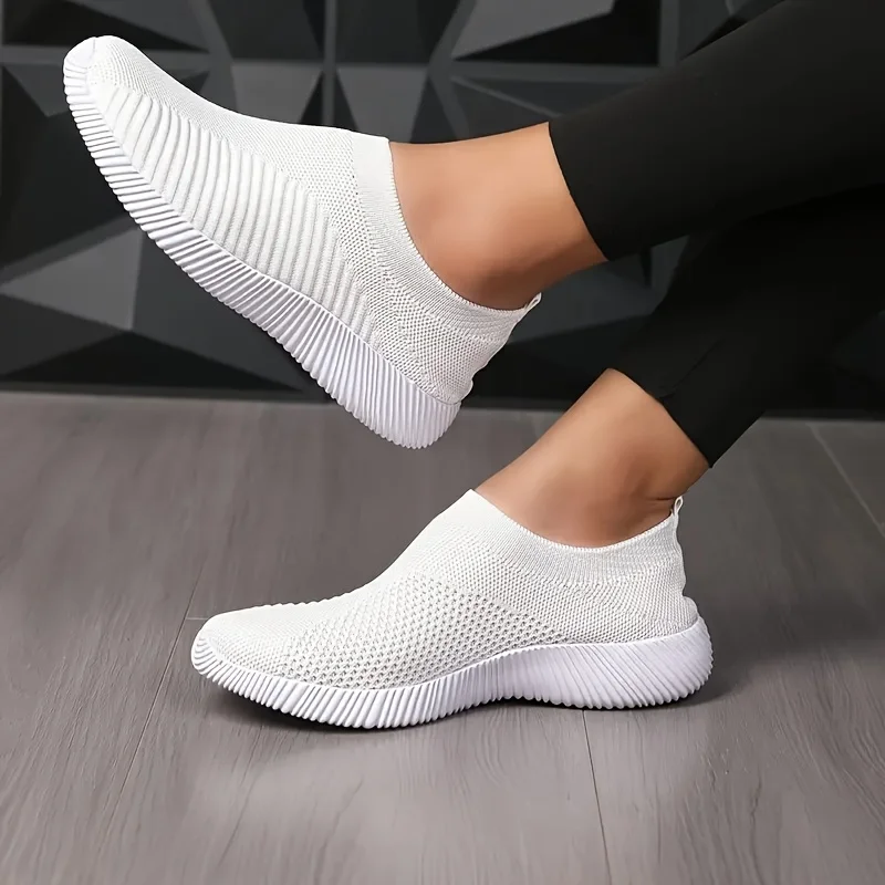 Women's Shoes Lightweight Breathable Mesh Slip-On Sneakers Black White Sport Running for Casual Party Fashion Ladies Shoes thumbnail 3