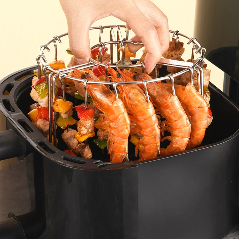 12/24/48 Skewers  Air Fryer Stainless Steel Grill Vertical Skewer Hanging Oven Kebab Rack Kebab Holder Kitchen Gadgets Grill thumbnail 2
