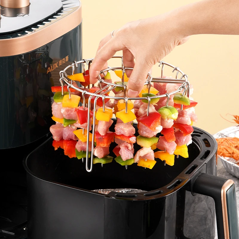 12/24/48 Skewers  Air Fryer Stainless Steel Grill Vertical Skewer Hanging Oven Kebab Rack Kebab Holder Kitchen Gadgets Grill thumbnail 3