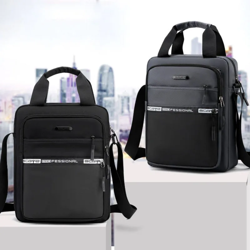 Men's Business Shoulder Bag Fashion Casual Solid Color Large Capacity High Quality Oxford Cloth Waterproof Multifunctional Bag thumbnail 2