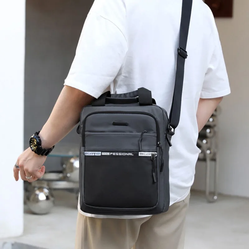 Men's Business Shoulder Bag Fashion Casual Solid Color Large Capacity High Quality Oxford Cloth Waterproof Multifunctional Bag thumbnail 4