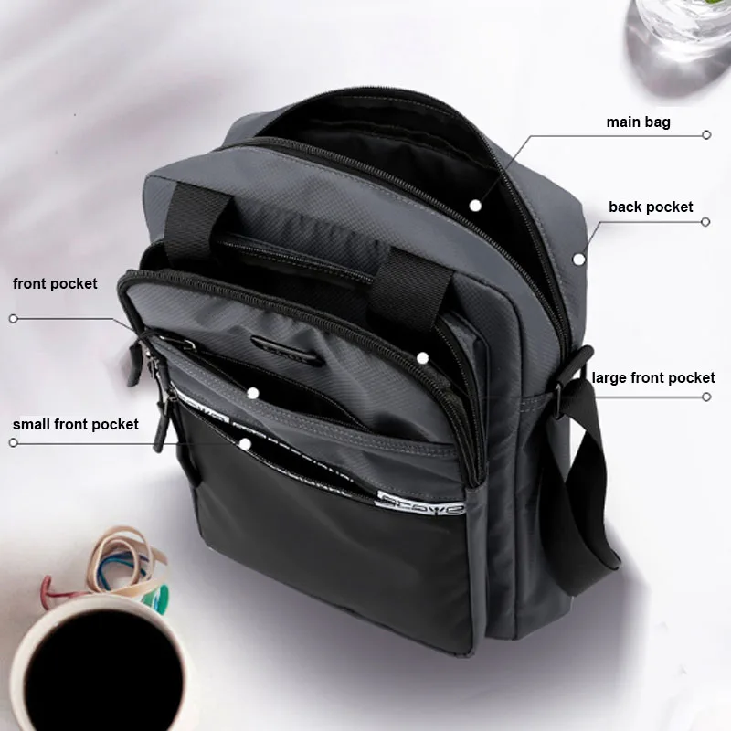 Men's Business Shoulder Bag Fashion Casual Solid Color Large Capacity High Quality Oxford Cloth Waterproof Multifunctional Bag thumbnail 6