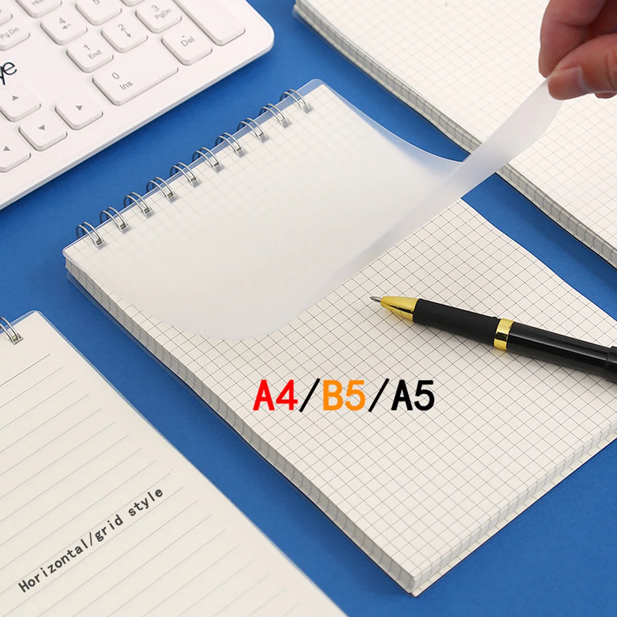 1 flip up coil notebook, simple grid, horizontal line, vertical flip notebook A5/B5/A4, thick horizontal line notebook, student thumbnail 3