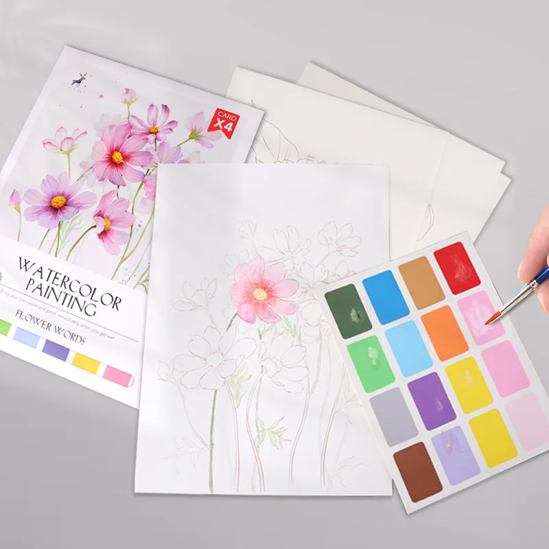 Bview Art Parent-Child Gouache Painting Kit with Watercolor Pads, DIY Coloring Notepad for Kids & Stress Relief Art Supplies thumbnail 2