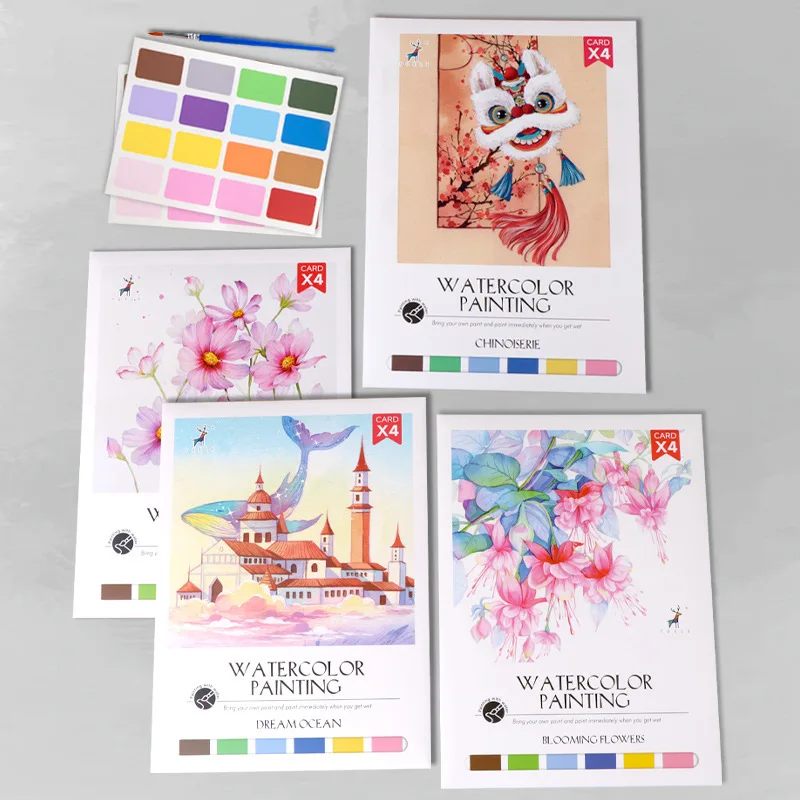Bview Art Parent-Child Gouache Painting Kit with Watercolor Pads, DIY Coloring Notepad for Kids & Stress Relief Art Supplies thumbnail 4