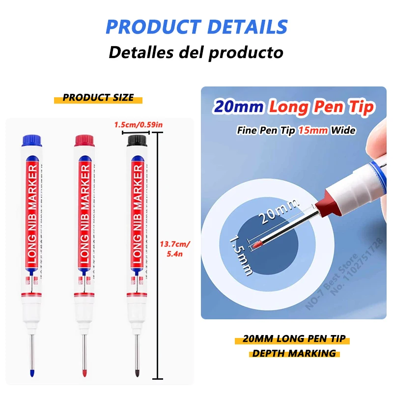 4-40Pcs 20mm Deep Hole Long Nib Head Marker For Metal Perforating Pen Waterproof Bathroom Woodworking Decor Multi-Purpose Tool thumbnail 4