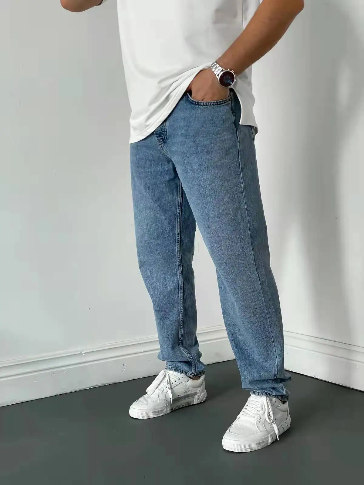 2025 New Business Men's Jeans Casual Straight Stretch Fashion Classic Blue Black Work Denim Trousers Male Brand Clothing S-3XL thumbnail 2