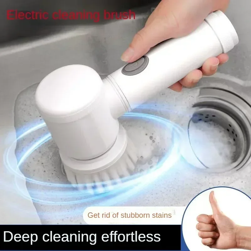 Electric Spin Scrubber Cordless Spin Scrubber with 5 Replaceable Brush Heads Electric Cleaning Brush Cleaning Tools thumbnail 2