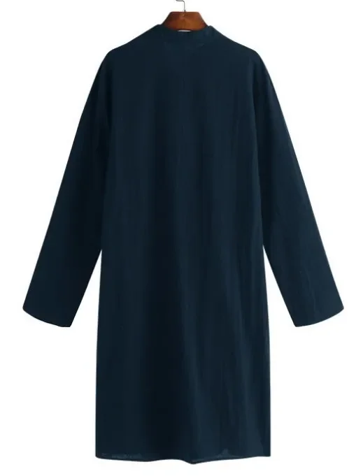 New 2025 Islamic Clothing for Muslim Fashion Man Long Robes Solid Long Sleeve Arabic Arab Simple Casual Mens Shirt Jubba Thobe thumbnail 4