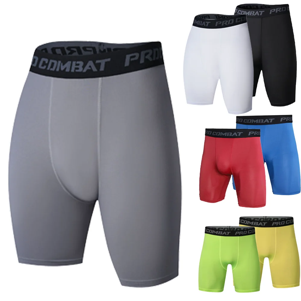 Men Sports Leggings Fitness Elastic Compression Tights Drying Quick Plus Size Pants Student Boy Running Training Stretch Shorts