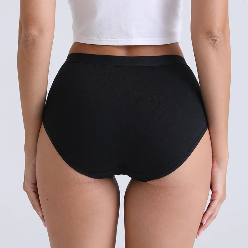 3pcs Cotton Women Panties Lady Plus Size Underwear Large Size High Waist Briefs Breathable Solid Color Female Lingerie thumbnail 4