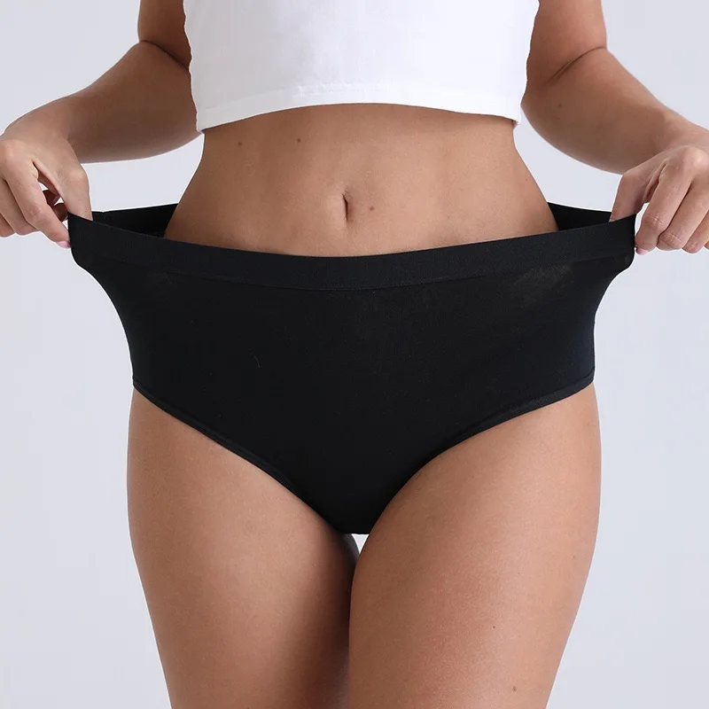 3pcs Cotton Women Panties Lady Plus Size Underwear Large Size High Waist Briefs Breathable Solid Color Female Lingerie thumbnail 3