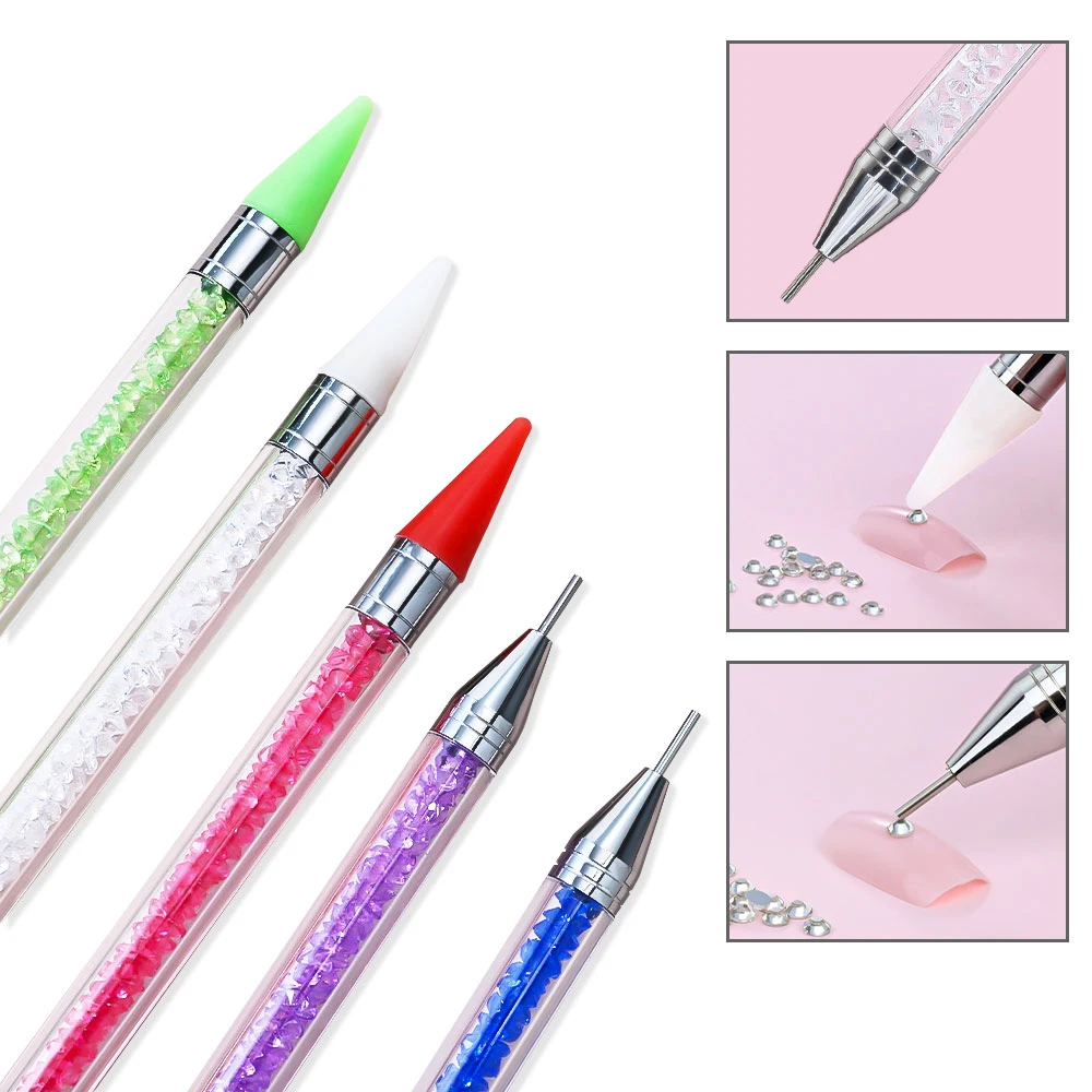 1pc Wax Nail Rhinestone Picker Dotting Pen Dual-ended Wax Pencil For Rhinestones Tip Crystal & Gem Nail Art Tool for DIY Manicur thumbnail 3