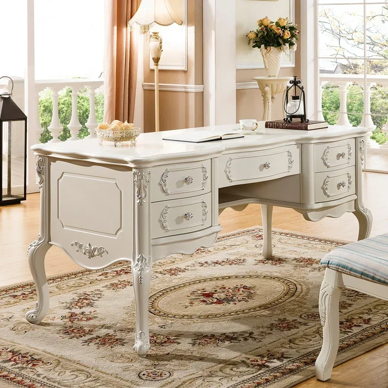 European style desk solid wood computer desk European style desk bookshelf combination pastoral study set combination