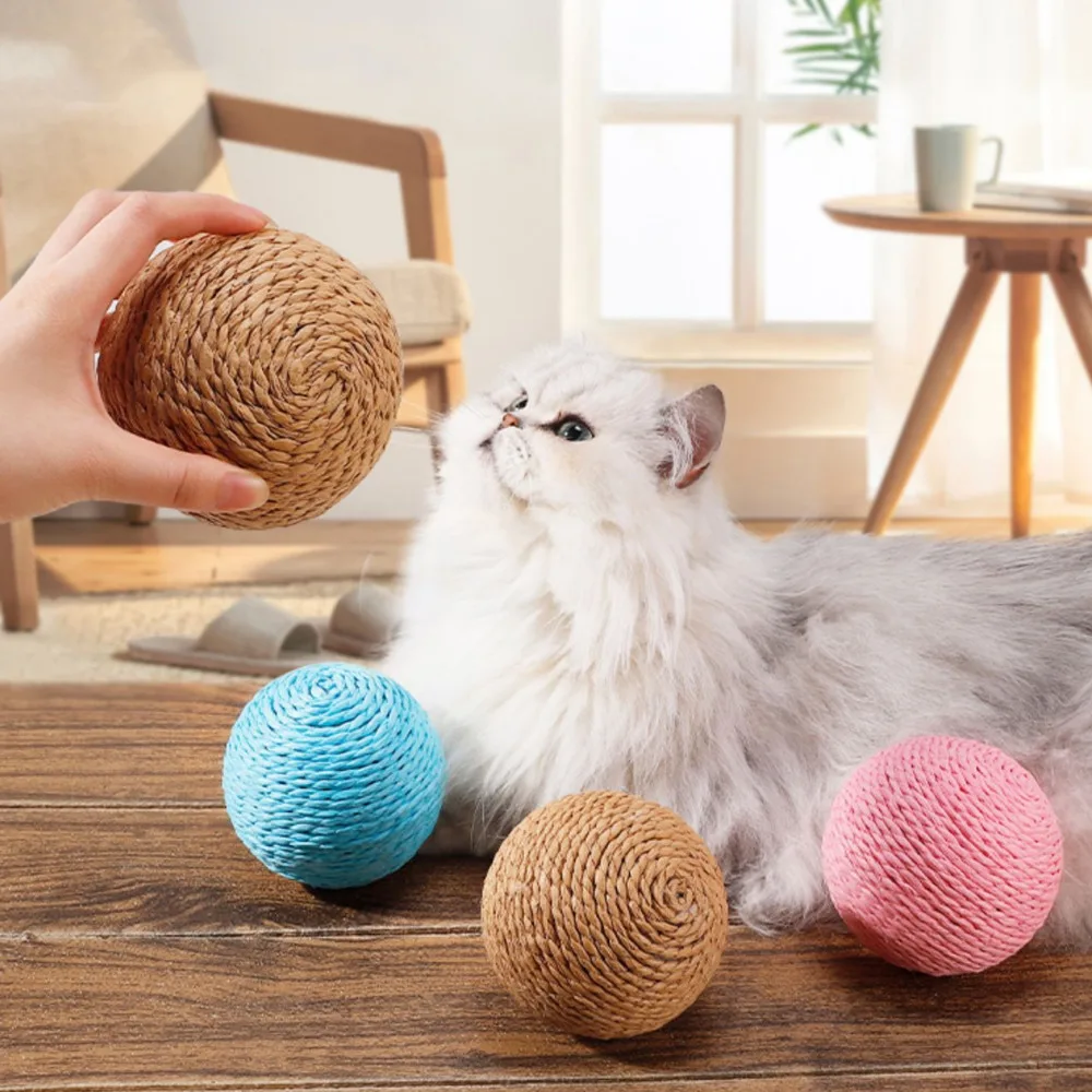 Interactive Sisal Cat Scratching Ball Toy For Kitten Teeth Cleaning Anti Bite 10CM Super Big Cat Ball Sounding Toy Pet Supplies thumbnail 5