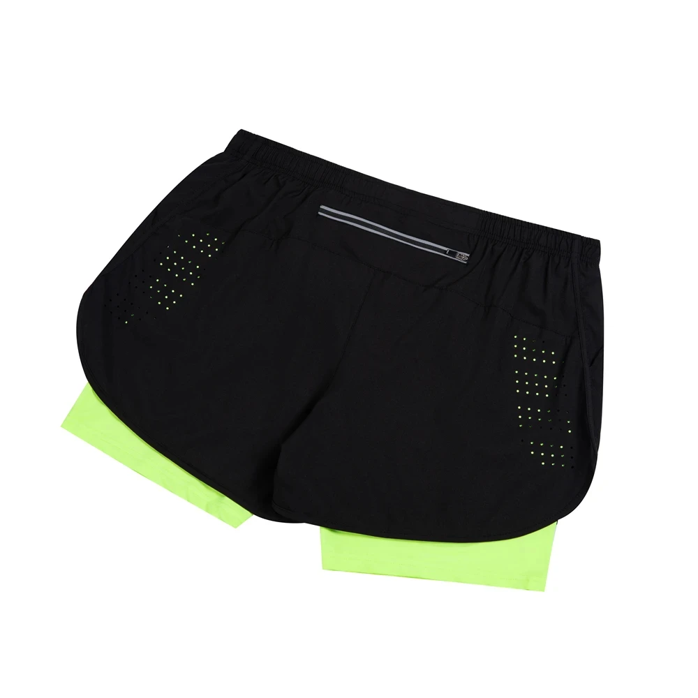 Summer men's reflective running shorts Fitness quick drying double-layer shorts Men's exercise training bodybuilding shorts thumbnail 3