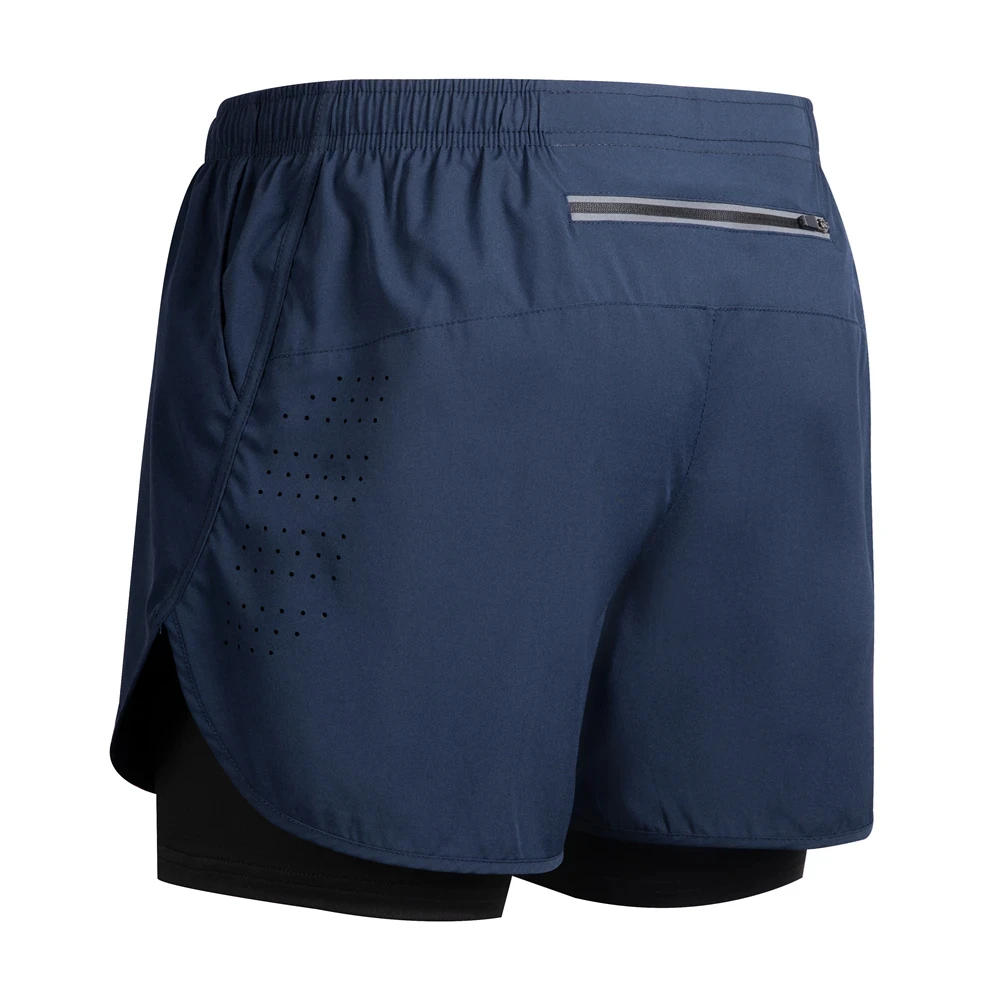 Summer men's reflective running shorts Fitness quick drying double-layer shorts Men's exercise training bodybuilding shorts thumbnail 4